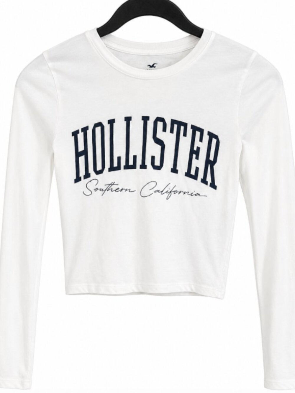 Hollister Women's White Long Sleeve Top XXS Logo Graphic Tee